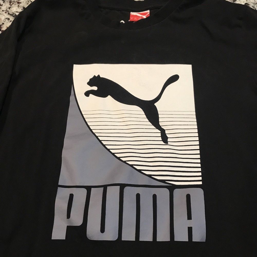 Puma Shirt Adult Medium Black Sport Lifestyle Graphic Short‎ Sleeve Mens